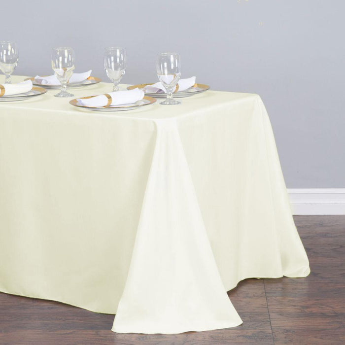 Bargain 90 X 132 In. Rectangular Polyester Tablecloth Ivory