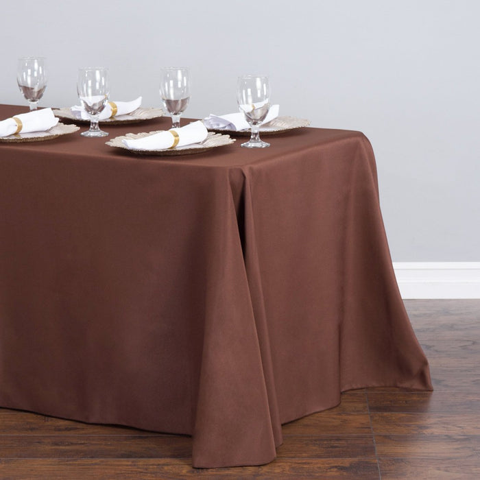 90 x 132 in. Rectangular Polyester Tablecloth Chocolate