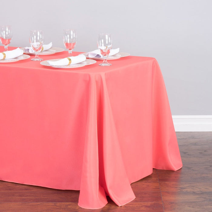 Bargain 90 X 132 In. Rectangular Polyester Tablecloth Coral