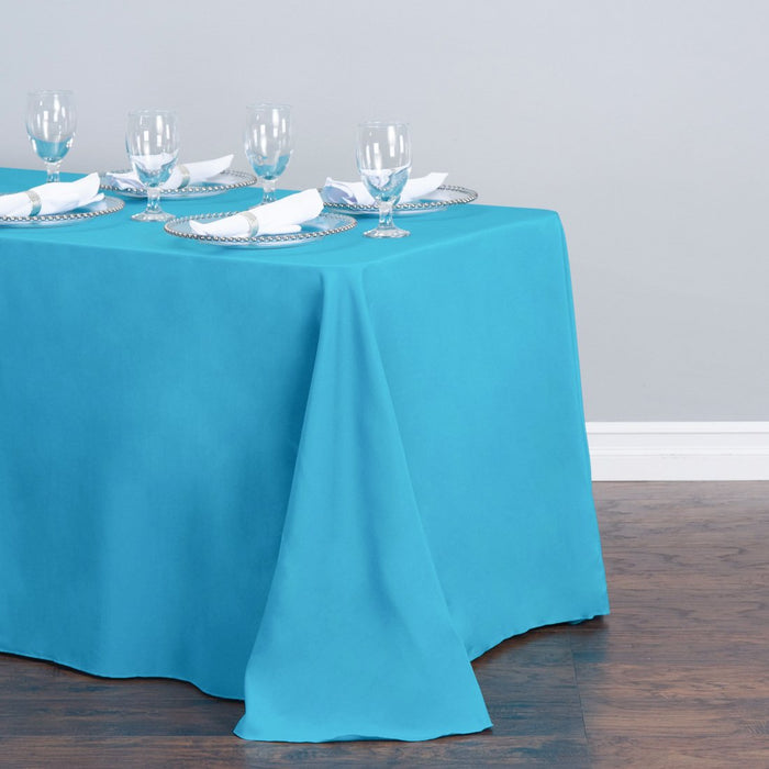 Bargain 90 X 132 in. Rectangular Polyester Tablecloth Turquoise