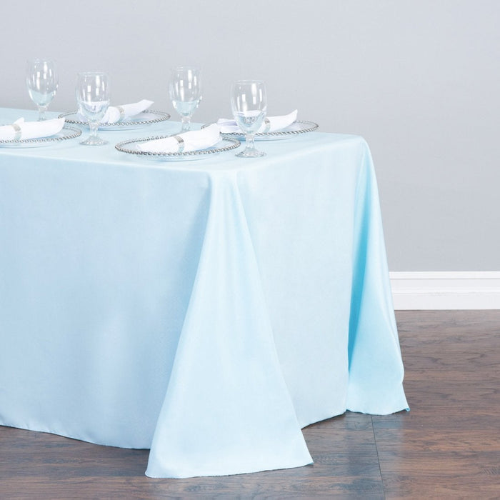 Bargain 90 X 132 in. Rectangular Polyester Tablecloth Baby Blue