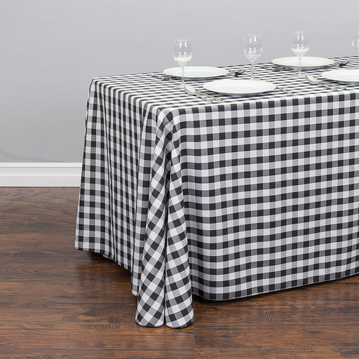 90 x 132 in. Rectangular Polyester Tablecloth Black & White Checkered