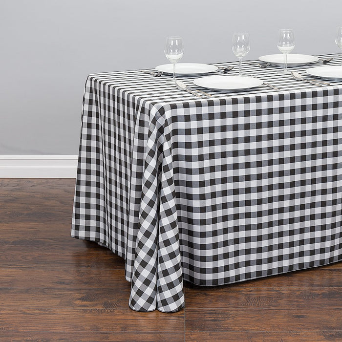 90 x 132 in. Rectangular Polyester Tablecloth Black & White Checkered
