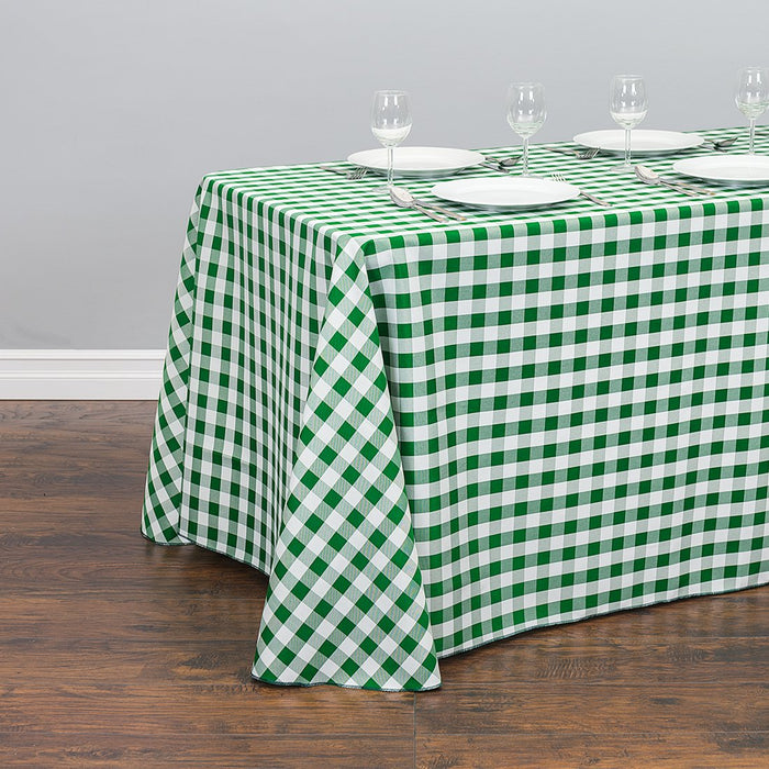 90 x 132 in. Rectangular Polyester Tablecloth Green & White Checkered