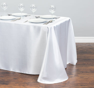90 x 132 in. Rectangular Satin Tablecloth White