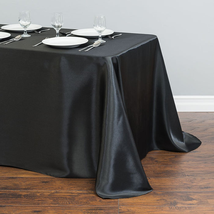 90 x 132 in. Rectangular Satin Tablecloth Black