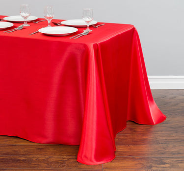 Bargain 90 X 132 In. Rectangular Satin Tablecloth Red