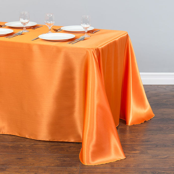 90 x 156 in. Rectangular Satin Tablecloth Orange