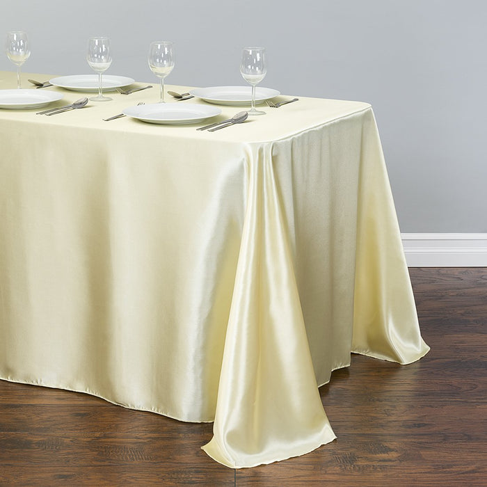 90 x 156 in. Rectangular Satin Tablecloth Light Yellow