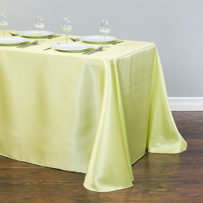 90 x 132 in. Rectangular Satin Tablecloth Tea Green
