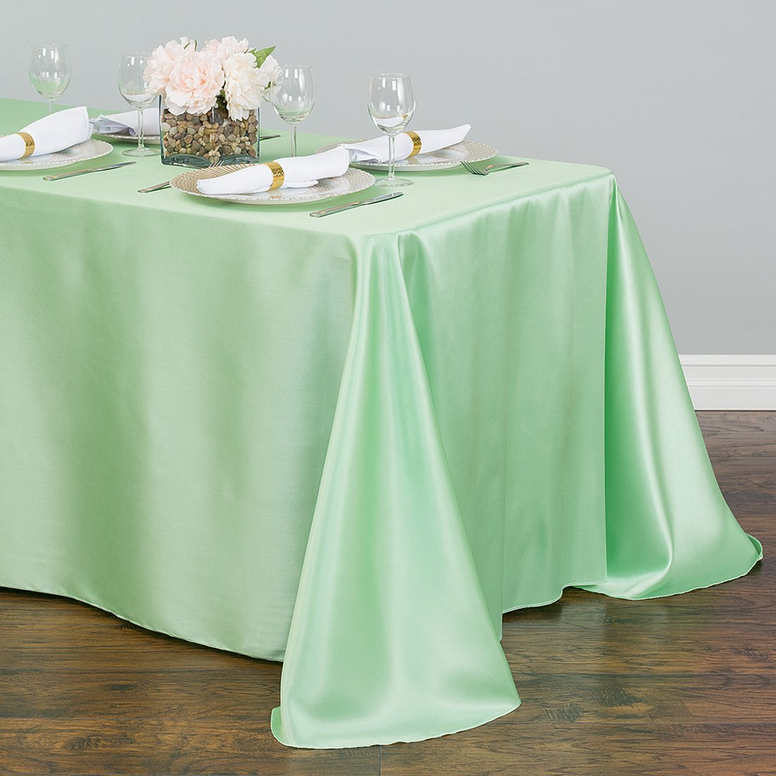 90 X 156 in. Rectangular Satin Tablecloth Hemlock — LinenTablecloth