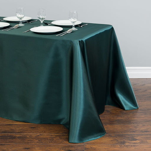 90 x 132 in. Rectangular Satin Tablecloth Hunter Green