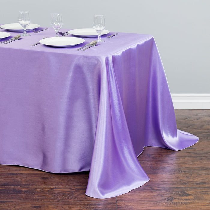 90 x 156 in. Rectangular Satin Tablecloth Lavender