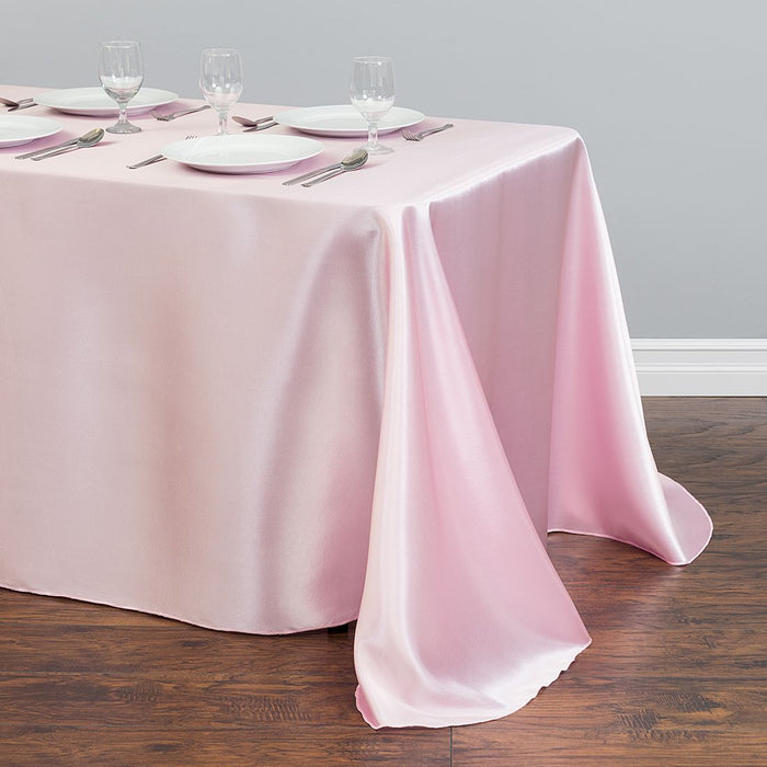 90 x 156 in. Rectangular Satin Tablecloth Pink