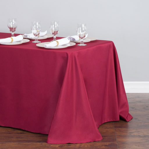 Bargain 90 X 156 In. Rectangular Polyester Tablecloth Burgundy