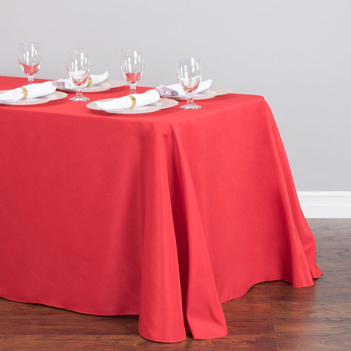 Bargain 90 X 156 In. Rectangular Polyester Tablecloth Red
