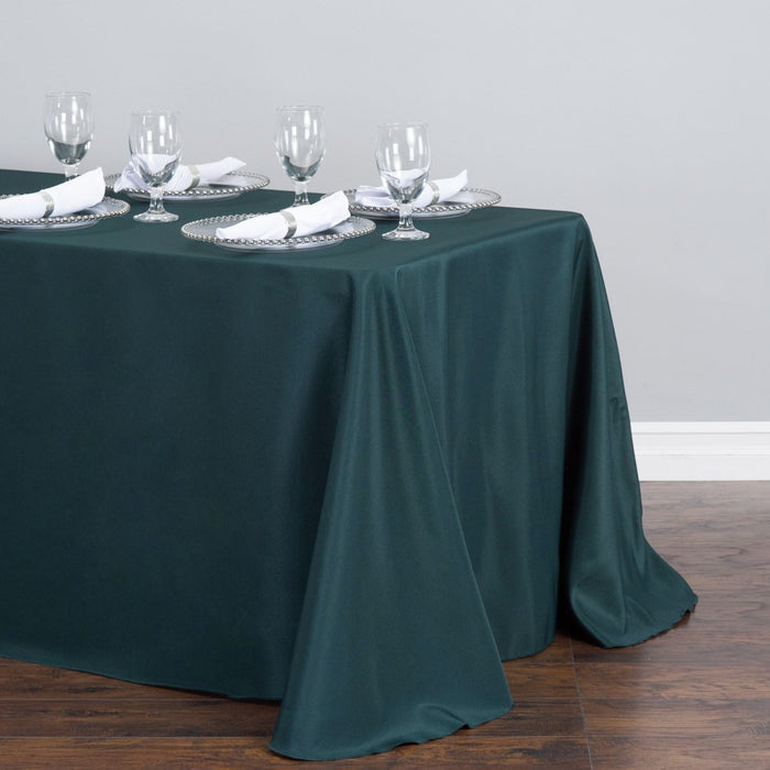 90 x 156 in. Rectangular Polyester Tablecloth Hunter Green