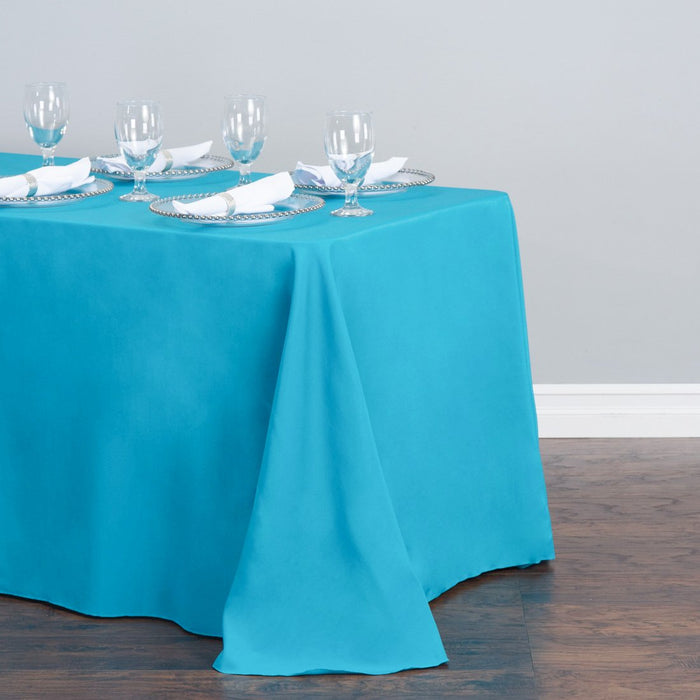 Bargain 90 X 156 In. Rectangular Polyester Tablecloth Turquoise