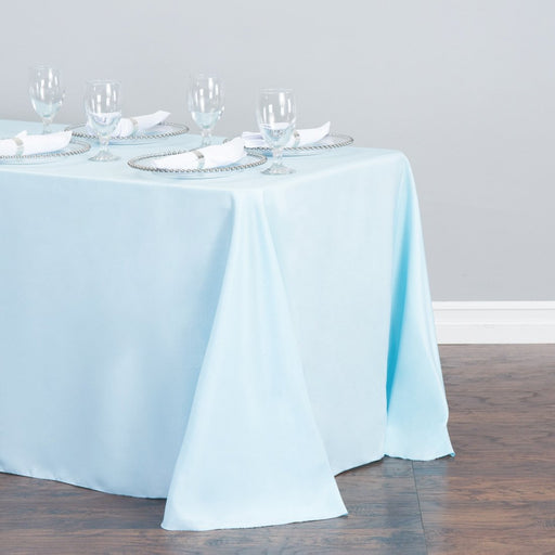 Bargain 90 X 156 In. Rectangular Polyester Tablecloth Baby Blue