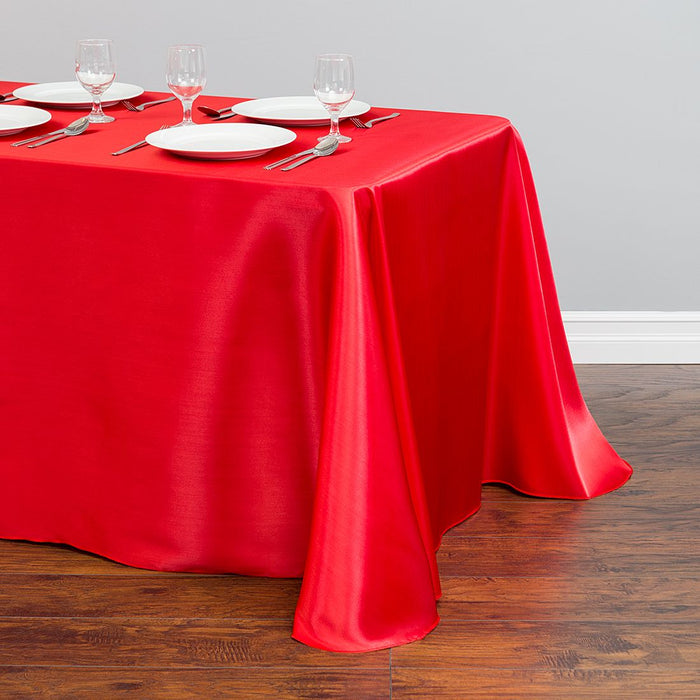 90 x 156 in. Rectangular Satin Tablecloth Red