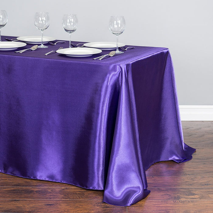 90 x 156 in. Rectangular Satin Tablecloth Purple