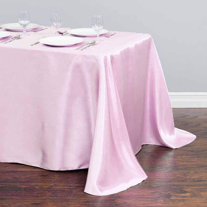 90 x 156 in. Rectangular Satin Tablecloth Light Pink