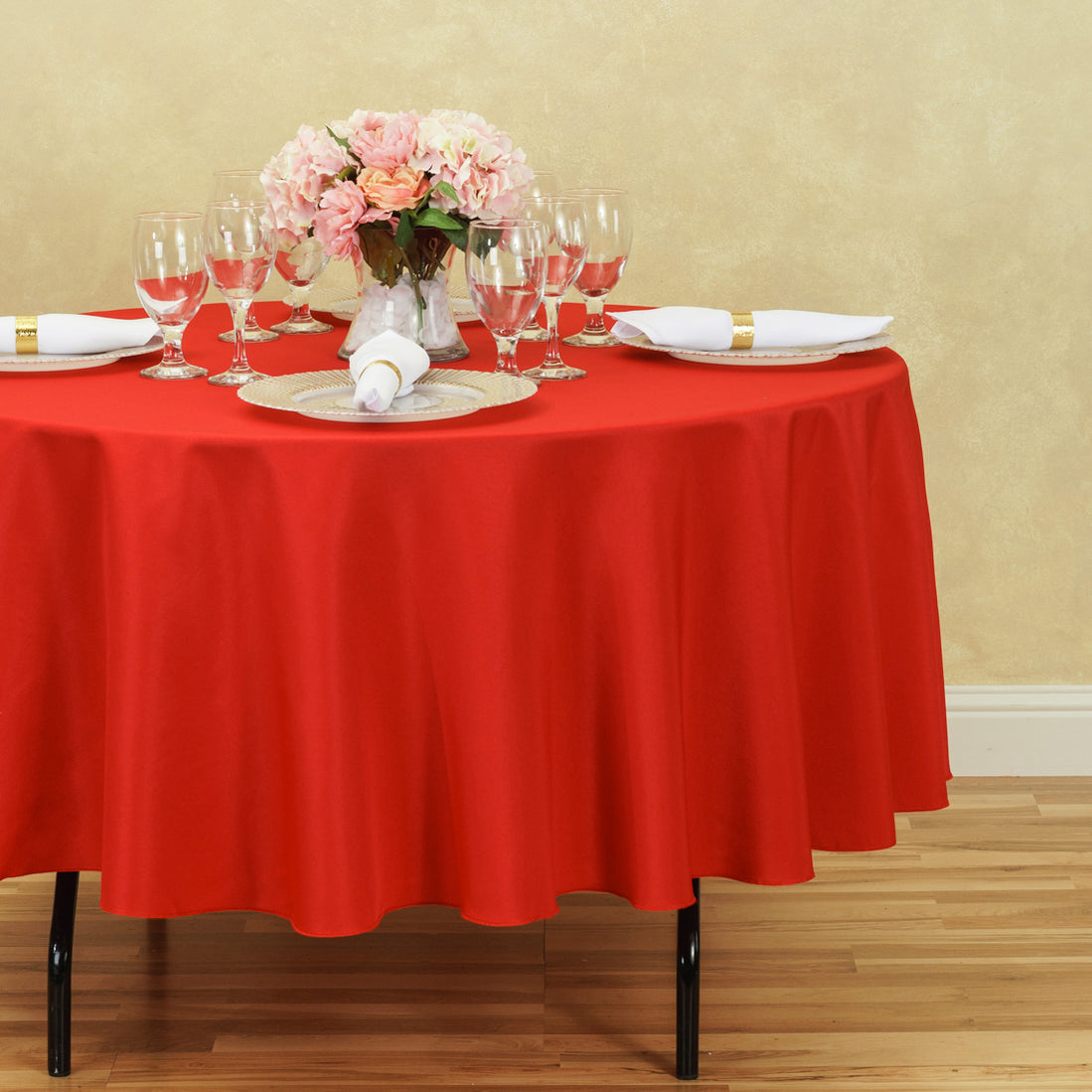 Mantel Redondo De Poliéster – 90 Pulgadas (228,6 Cm) De Diámetro – Color Burdeos – Sin Costuras, Resistente A Arrugas Y Manchas