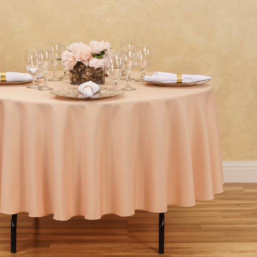 Bargain 90 In. Round Polyester Tablecloth Peach