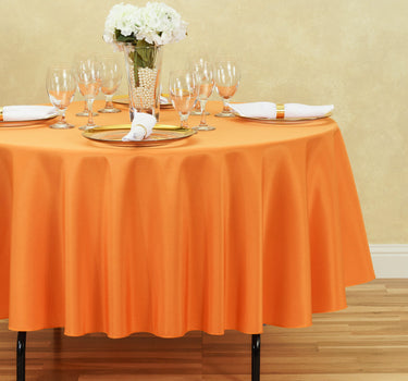 Bargain 90 In. Round Polyester Tablecloth Orange