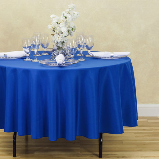 Bargain 90 in. Round Polyester Tablecloth Royal Blue