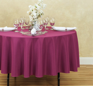 Bargain 90 In. Round Polyester Tablecloth Purple Wine