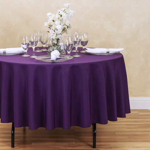 Bargain 90 in. Round Polyester Tablecloth Purple