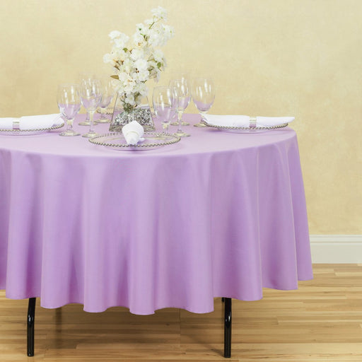 Bargain 90 In. Round Polyester Tablecloth Lavender