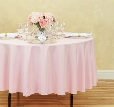 Bargain 90 in. Round Polyester Tablecloth Pink