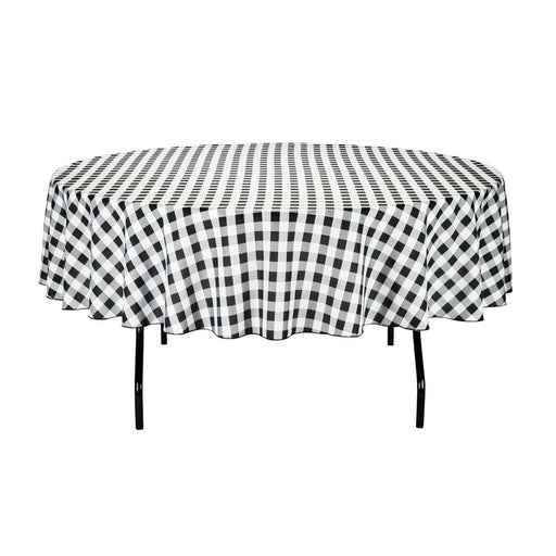 90 in. Round Tablecloth Black & White Checkered