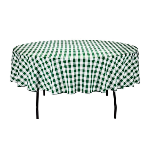 90 in. Round Tablecloth Green & White Checkered