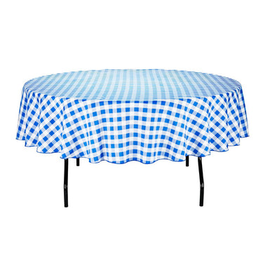 90 in. Round Tablecloth Blue & White Checkered