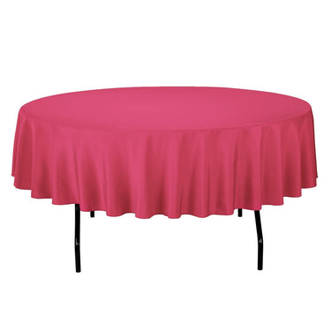 90 in. Round Cotton-Feel Tablecloth Fuchsia