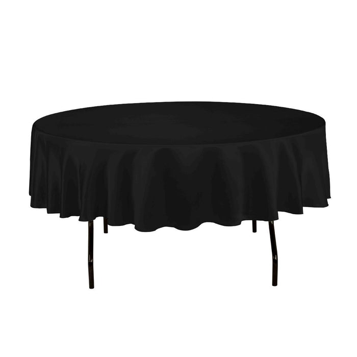 Bargain 90 In. Round Satin Tablecloth Black