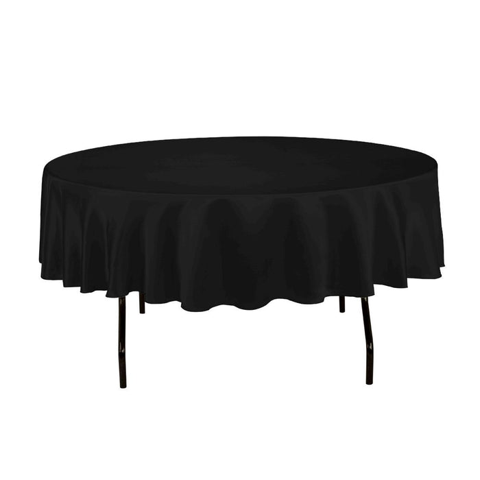 90 in. Round Satin Tablecloth Black