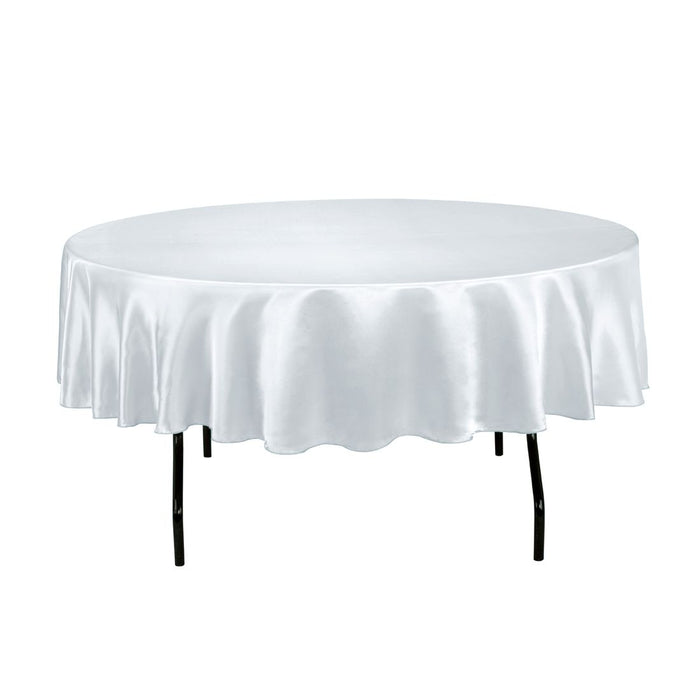 90 in. Round Satin Tablecloth Silver