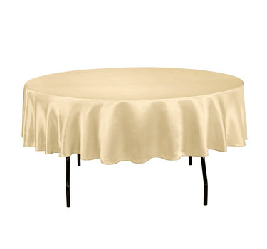 Bargain 90 In. Round Satin Tablecloth Gold