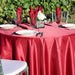 90 in. Round Satin Tablecloth Burgundy