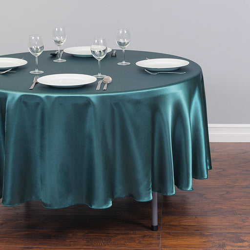 90 in. Round Satin Tablecloth Hunter Green