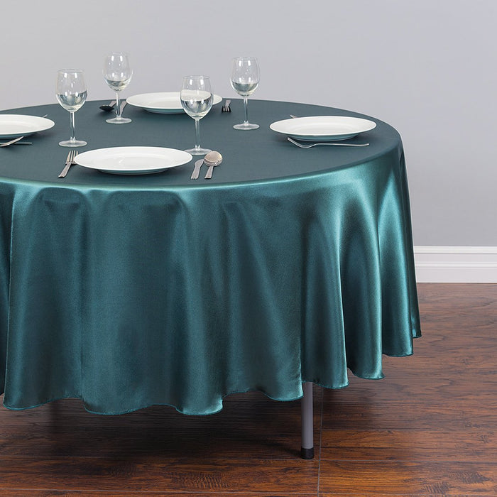 90 in. Round Satin Tablecloth Hunter Green