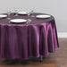 90 in. Round Satin Tablecloth Eggplant