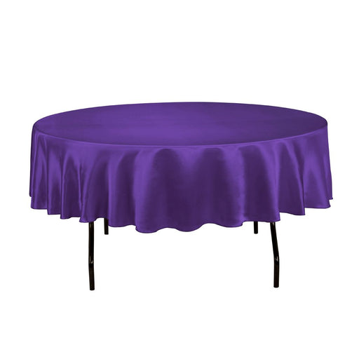 90 in. Round Satin Tablecloth Purple