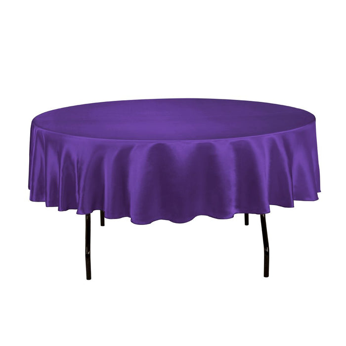 90 in. Round Satin Tablecloth Purple