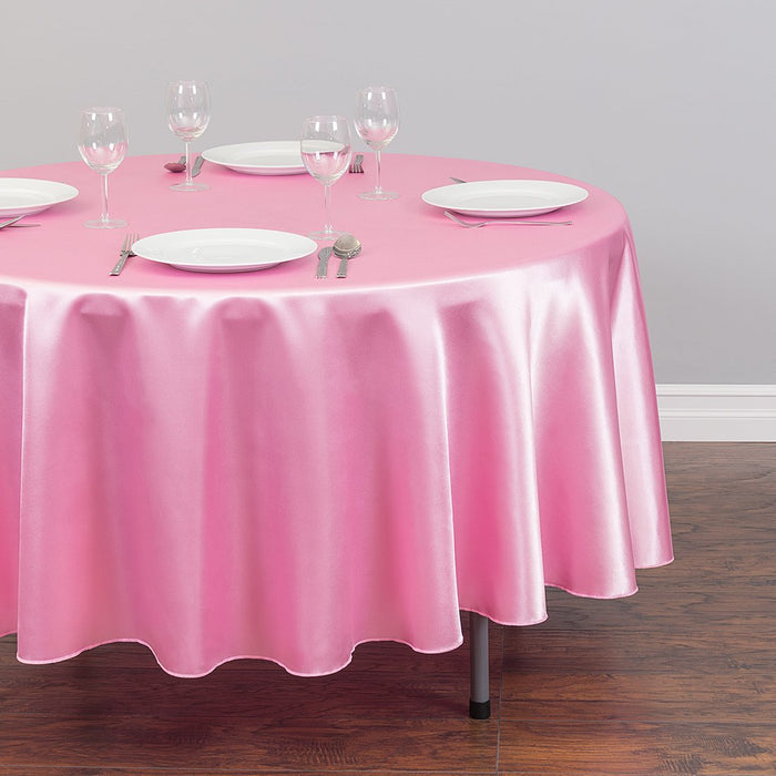 90 in. Round Satin Tablecloth Pink