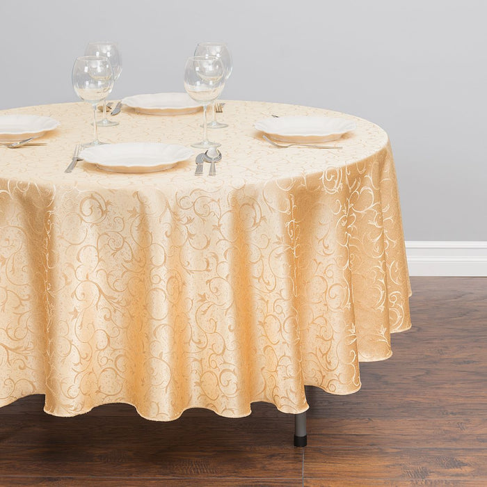 90 in. Round Jacquard Scrollwork Tablecloth (4 Colors)